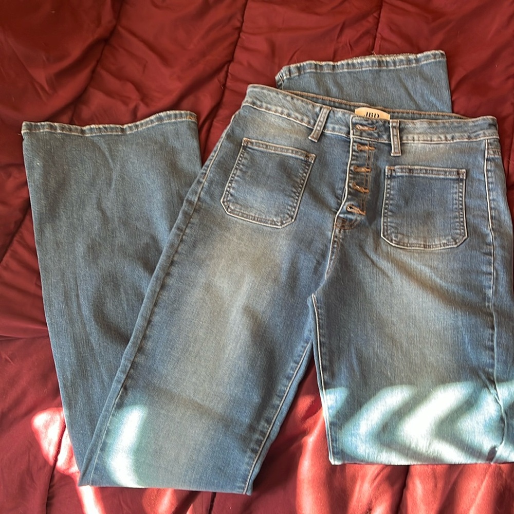 Flare button fly jeans